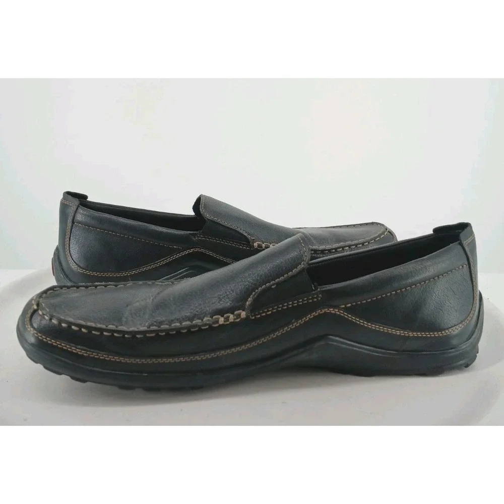 Cole Haan Venetian Driving Loafers Men's Size 14M Black Leather Moc-Toe Shoes C1